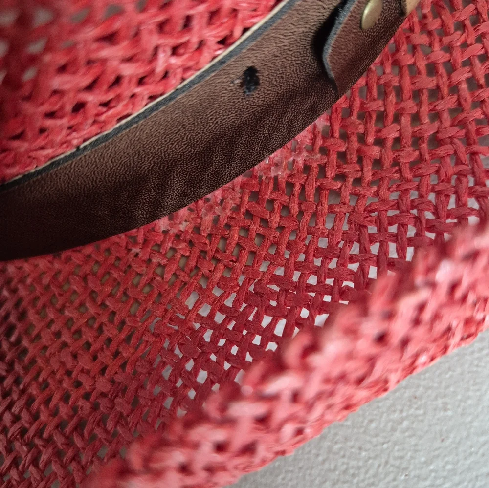 Scala Red Western Straw Hat Country Western Coastal Cowgirl - OSFA - Picture 10 of 10